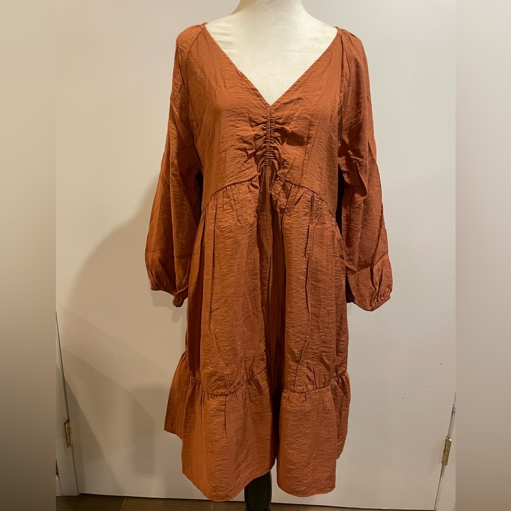 Mango Burnt Orange Lightweight Dress, Size 8